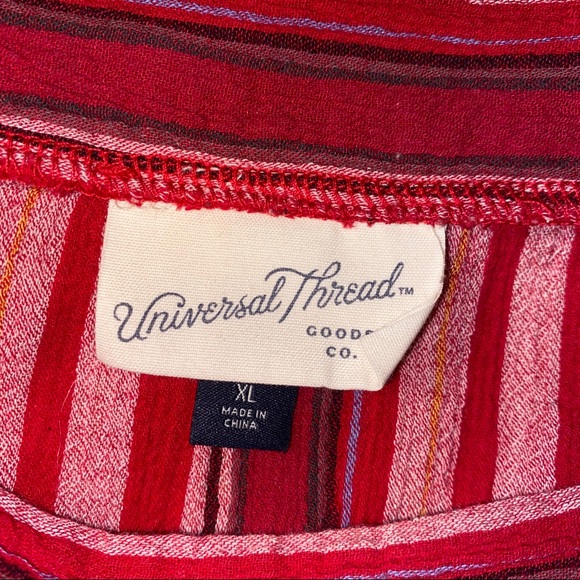 Universal Thread Red Striped Shirt Square Neck - Picture 4 of 4